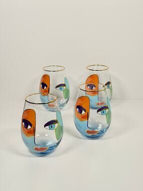 Cornet Barcelona “Artistic Gaze” Stemless Wine Glasses ~ Set of 4